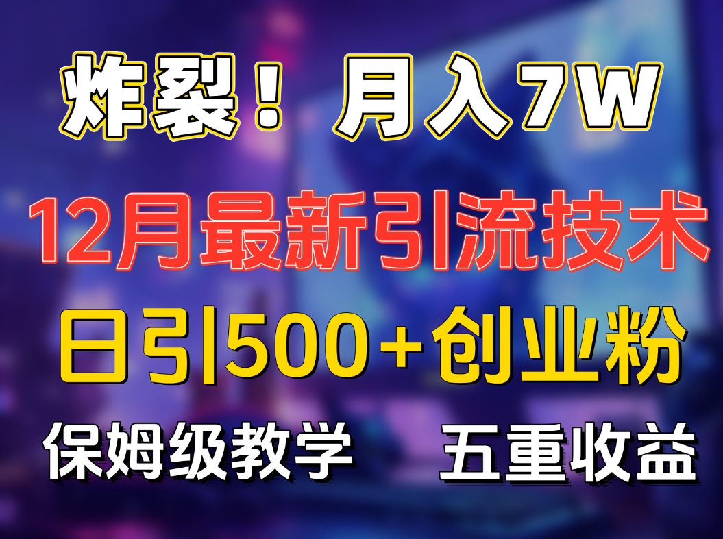 炸裂！月入7W+揭秘12月最新日引流500+精准创业粉，多重收益保姆级教学-小白资源网