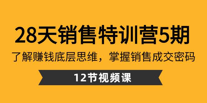 28天·销售特训营5期：了解赚钱底层思维，掌握销售成交密码（12节课）-小白资源网