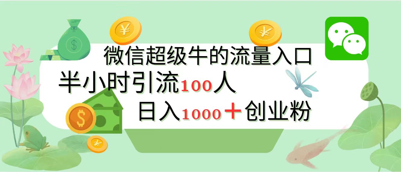 新的引流变现阵地,微信超级牛的流量入口,半小时引流100人,日入1000+创业粉-小白资源网
