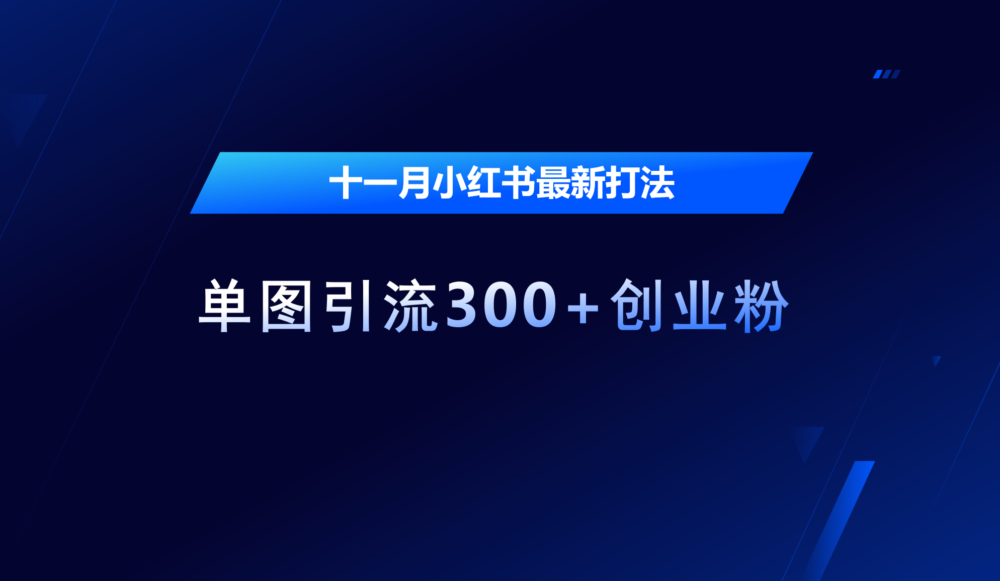 十一月，小红书最新打法，单图引流300+创业粉-小白资源网