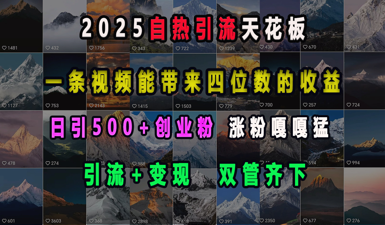 2025自热引流天花板,一条视频能带来四位数的收益,引流+变现双管齐下,日引500+创业粉,涨粉嘎嘎猛-小白资源网