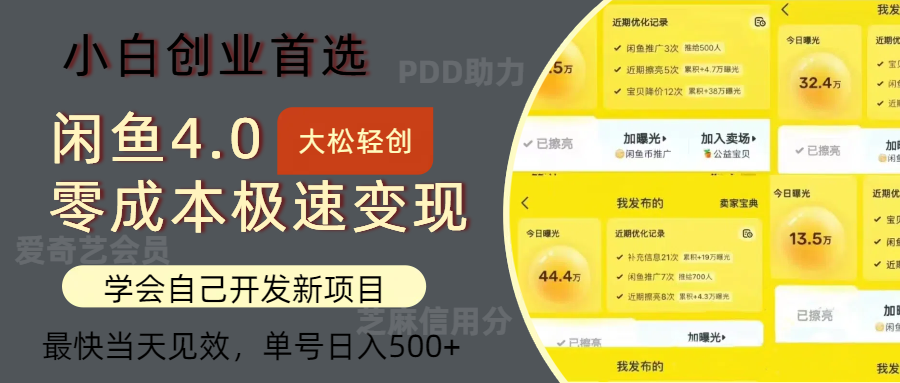 闲鱼0成本极速变现项目，多种变现方式，单号日入500+最新玩法-小白资源网