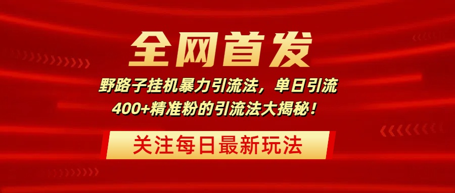 全网首发，野路子挂机暴力引流法，单日引流400+精准粉的引流法大揭秘！-小白资源网
