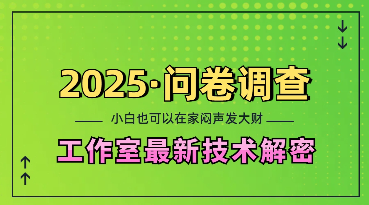 2025《问卷调查》最新工作室技术解密：一个人在家也可以闷声发大财，小白一天200+，可矩阵放大-小白资源网