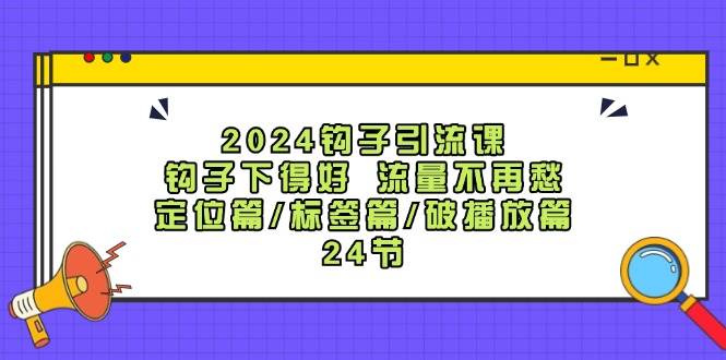 2024钩子·引流课：钩子下得好 流量不再愁，定位篇/标签篇/破播放篇/24节-小白资源网