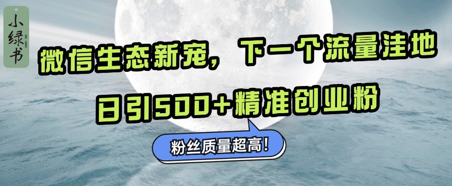 微信生态新宠小绿书：下一个流量洼地，粉丝质量超高，日引500+精准创业粉，-小白资源网