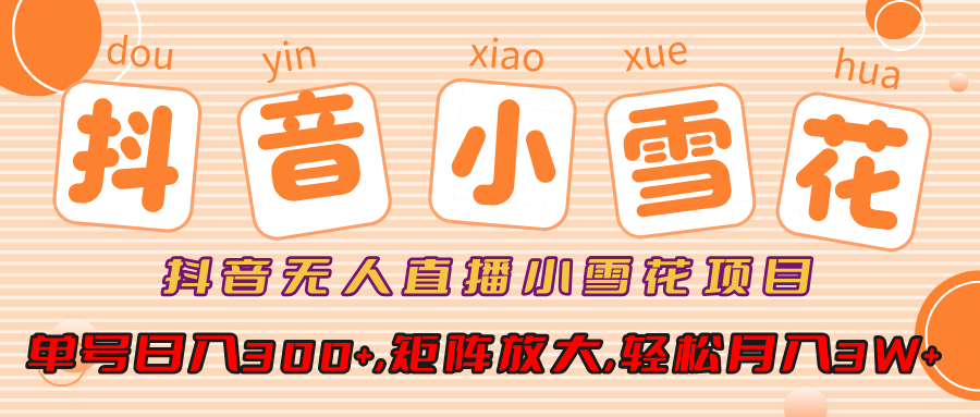 小雪花项目，抖音无人直播，单号日入300+,矩阵放大,轻松月入3W+-小白资源网