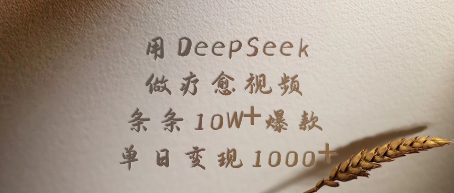 用DeepSeek做疗愈视频，条条10W+爆款，单日变现1000+-小白资源网