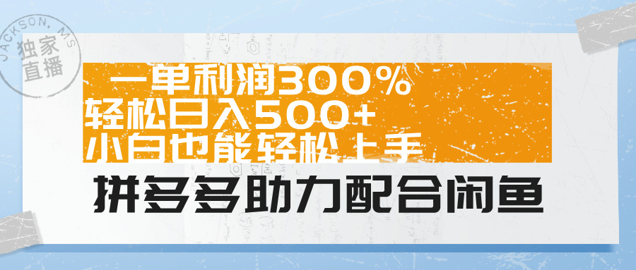 拼多多助力配合闲鱼 一单利润300% 轻松日入500+ 小白也能轻松上手！-小白资源网