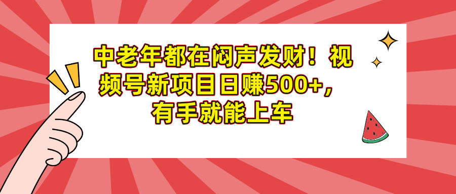 中老年都在闷声发财!视频号新项目日赚500+,有手就能上车-小白资源网