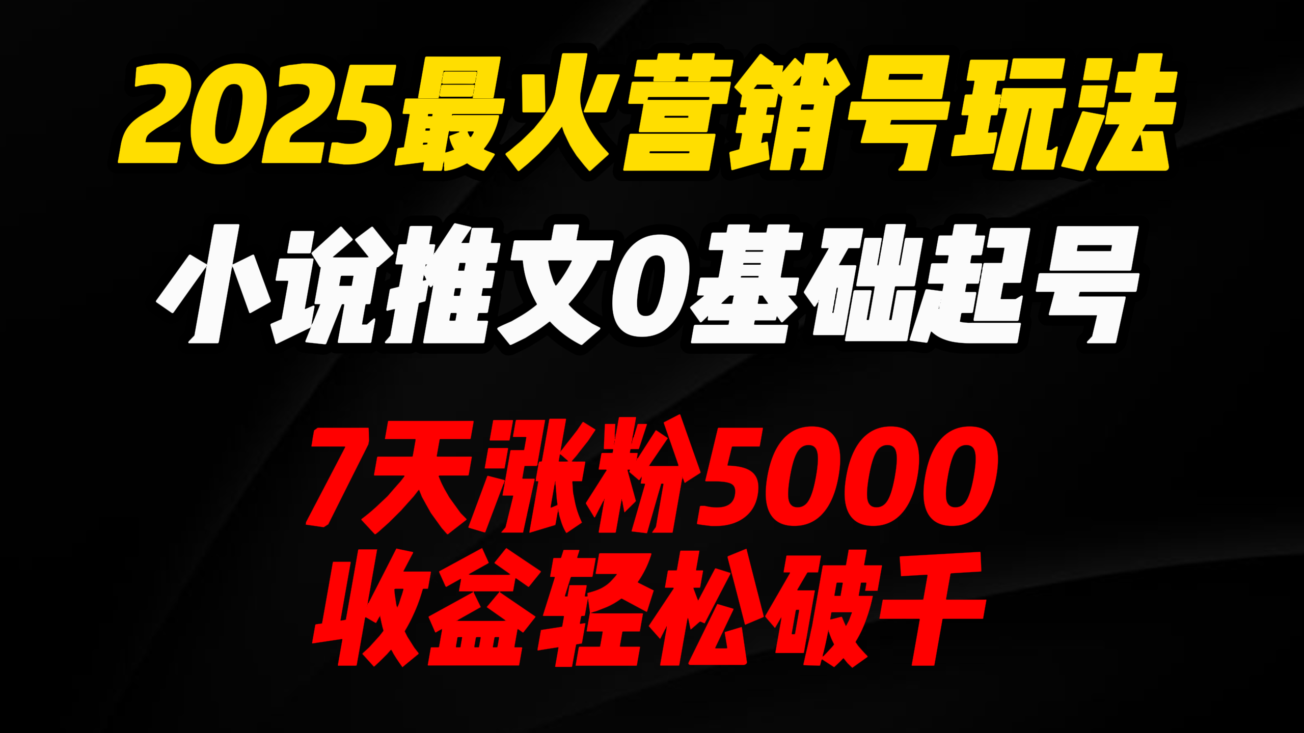 2025最火营销号玩法：小说推文0基础起号，7天涨粉5000，收益轻松破千！-小白资源网