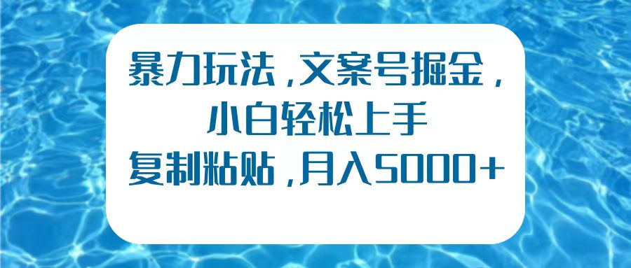 暴力玩法，文案号掘金，小白轻松上手，复制粘贴，月入5000+-小白资源网