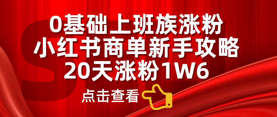 0基础上班族涨粉,小红书商单新手攻略,20天涨粉1.6w-小白资源网