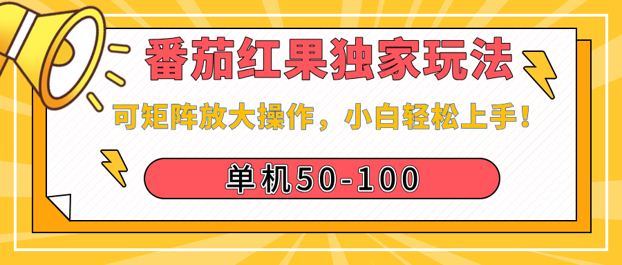 番茄红果独家玩法，单机50-100，可矩阵放大操作，小白轻松上手！-小白资源网