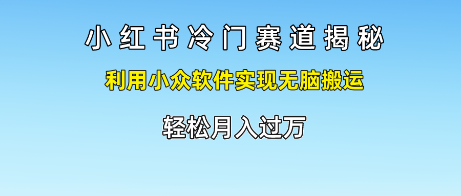 小红书冷门赛道揭秘,轻松月入过万，利用小众软件实现无脑搬运，-小白资源网