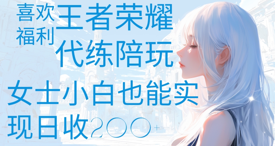 王者荣耀代打陪练喜欢王者的福利边玩还能多个收入女士小白也能轻松实现日收200+-小白资源网