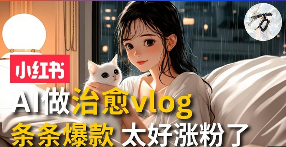 AI治愈系vlog动画视频，小红书7天 涨粉破千，商单报价1500+，0成本制作，日入2000+，有手就会 -小白资源网