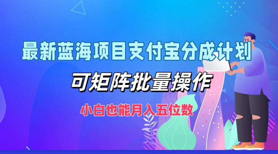 最新蓝海项目支付宝分成计划，小白也能月入五位数，可矩阵批量操作-小白资源网