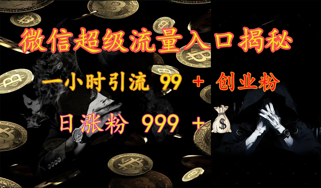 微信超级流量入口揭秘：一小时引流 99 + 创业粉，日涨粉 999 +【揭秘】-小白资源网