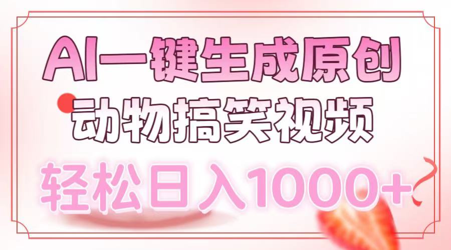 AI一键生成原创动物搞笑视频，轻松日入1000+-小白资源网