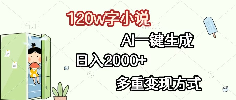 120w字小说，AI一键生成，日入2000+，多重变现方式-小白资源网