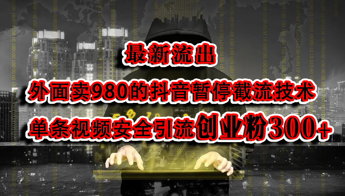 最新流出：外面卖980的抖音暂停截流技术单条视频安全引流创业粉300+-小白资源网