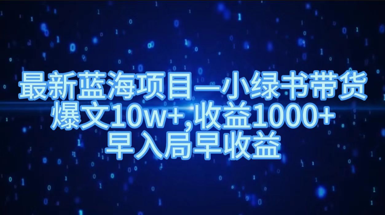最新蓝海项目小绿书带货，爆文10w＋，收益1000＋，早入局早获益！！-小白资源网