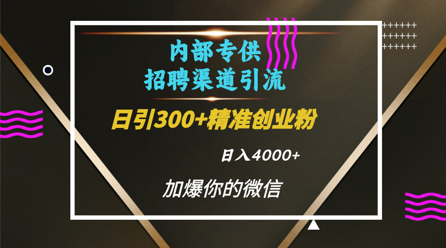 内部招聘引流技术，很实用的引流方法，流量巨大小白轻松上手日引300+精准创业粉，单日可变现4000+-小白资源网