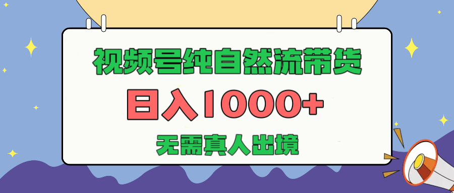 视频号纯自然流带货，日入1000+，无需真人出境，新手小白也可操作-小白资源网