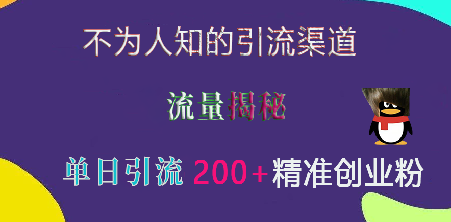 不为人知的引流渠道，流量揭秘，实测单日引流200+精准创业粉-小白资源网