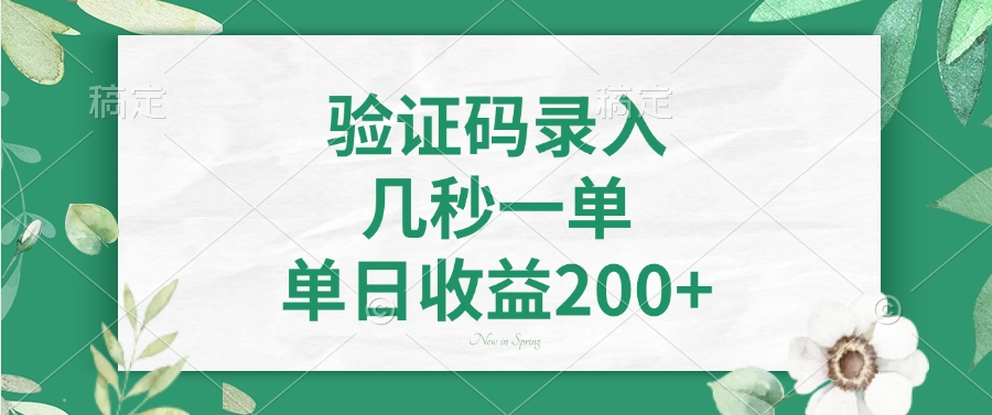 验证码录入，几秒一单，单日收益200+-小白资源网
