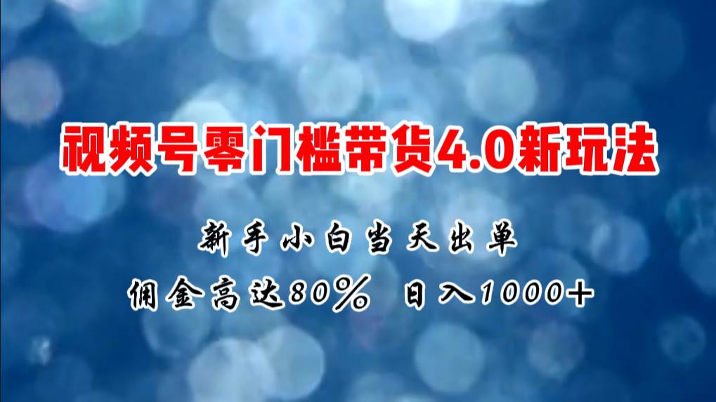 微信视频号零门槛带货4.0新玩法，新手小白当天见收益，日入1000+-小白资源网