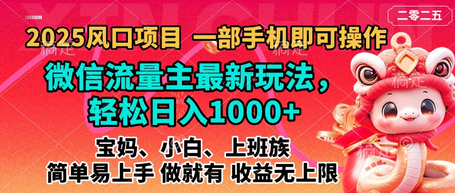 2025蓝海风口项目,微信流量主最新玩法,轻松日入1000+,简单易上手,做就有 收益无上限-小白资源网