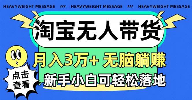 淘宝无人带货3.0高收益玩法，月入3万+，无脑躺赚，新手小白可落地实操-小白资源网