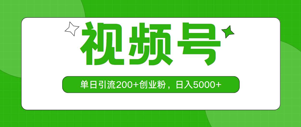 视频号，单日引流200+创业粉，日入5000+-小白资源网