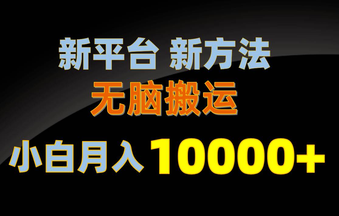 新平台新方法，无脑搬运，月赚10000+，小白轻松上手不动脑-小白资源网