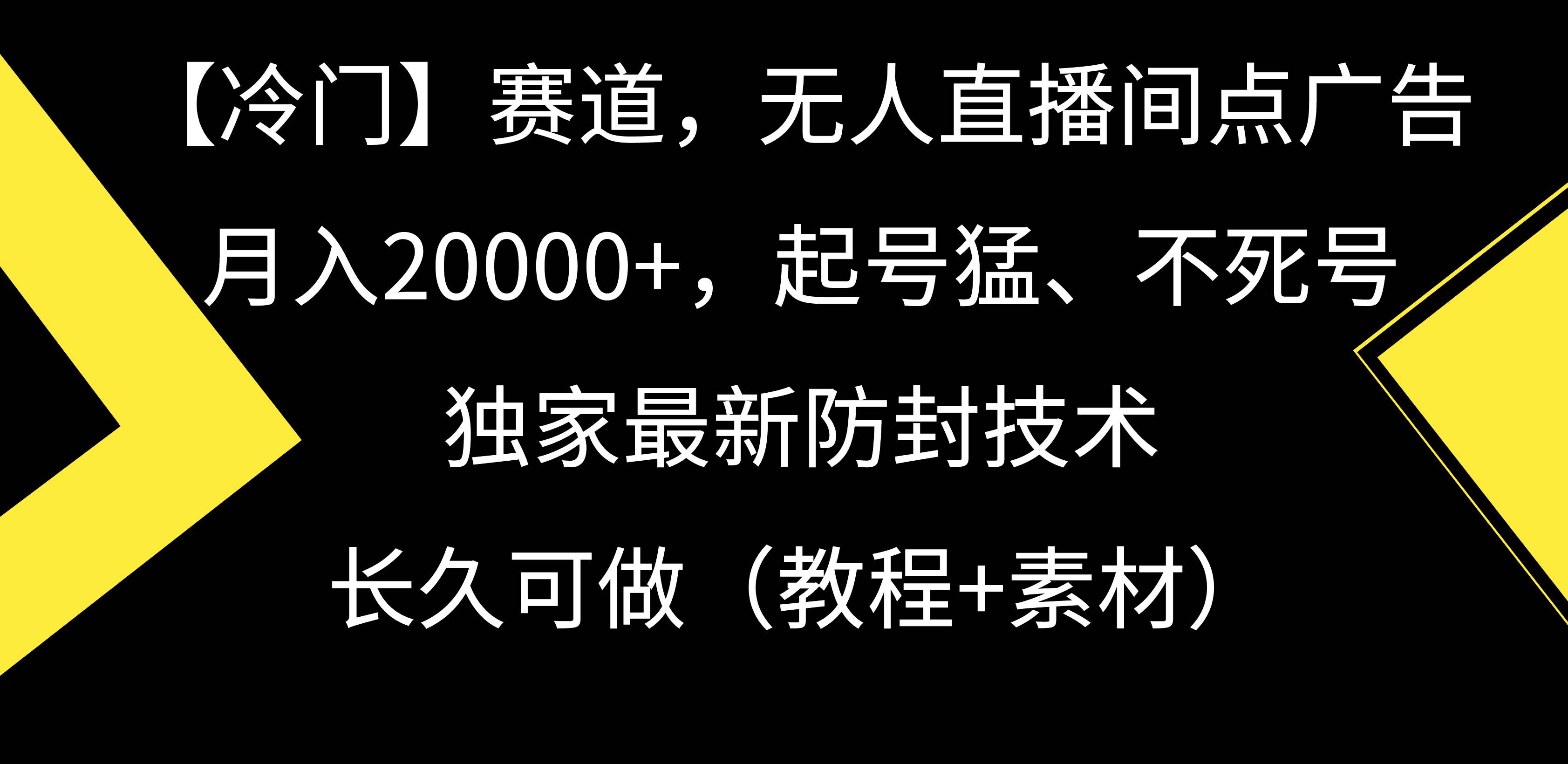 【冷门】赛道，无人直播间点广告，月入20000+，起号猛、不死号，独家最…-小白资源网
