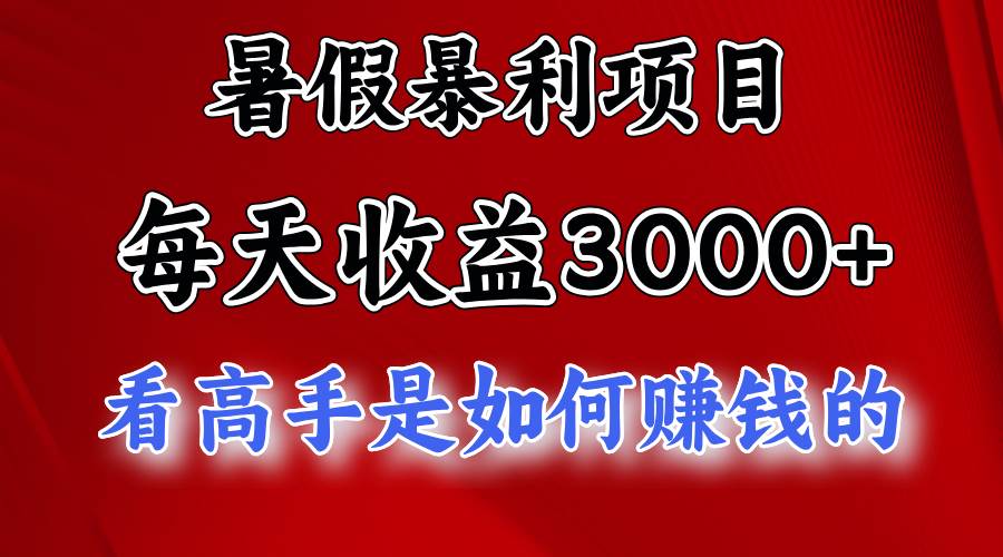 暑假暴利项目，每天收益3000+ 努努力能达到5000+，暑假大流量来了-小白资源网
