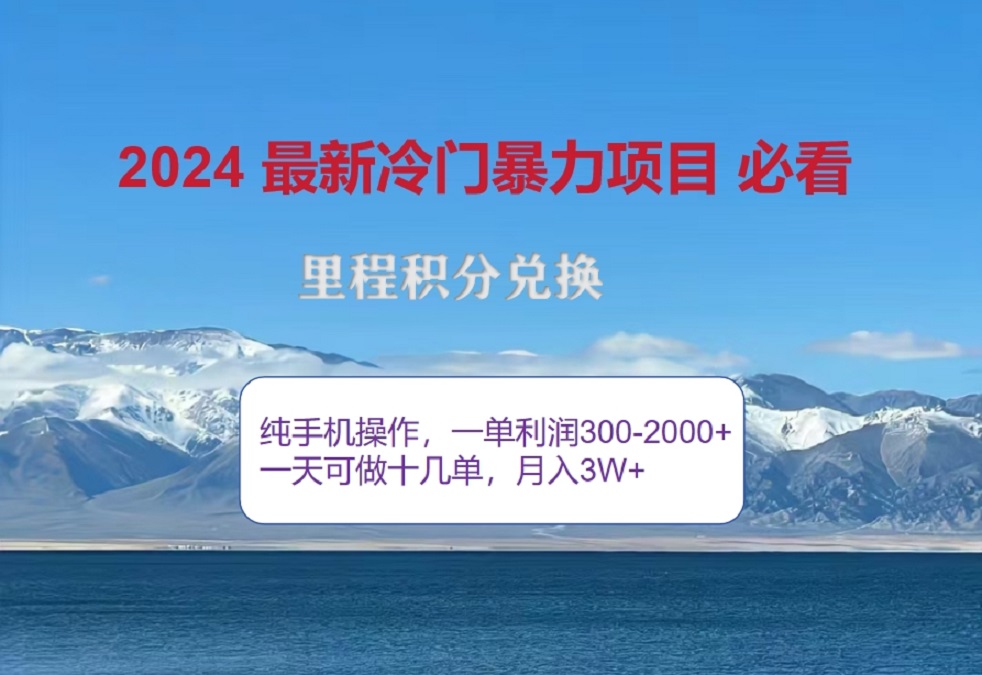 2024惊爆冷门暴利！出行高峰来袭，里程积分，高爆发期，一单300+—2000+，月入过万不是梦！-小白资源网
