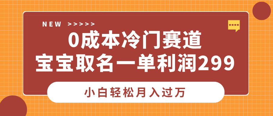 0成本冷门赛道，宝宝取名一单利润299，小白轻松月入过万-小白资源网