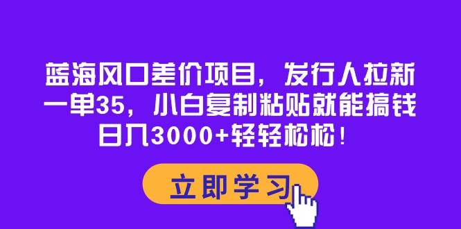 蓝海风口差价项目，发行人拉新，一单35，小白复制粘贴就能搞钱！日入3000+轻轻松松-小白资源网