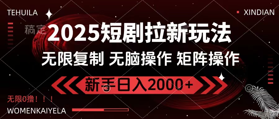 2025短剧拉新玩法，无需注册登录，无限0撸，无脑批量操作日入2000+-小白资源网