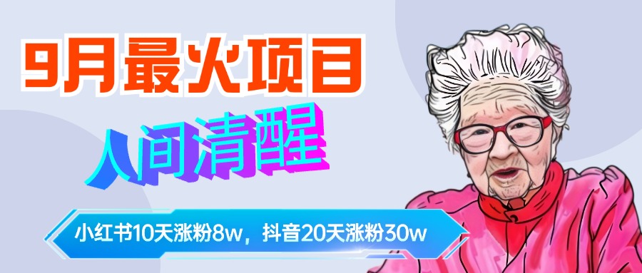 9月最火项目，人间清醒柒奶奶，10天小红薯涨粉8w+，单篇笔记报价1400.-小白资源网
