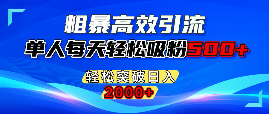 粗暴高效引流,单人每天轻松吸粉500+,轻松突破日入2000+-小白资源网