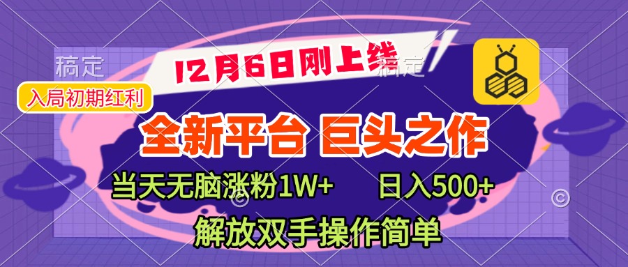 全新引流平台，巨头之作，当天无脑涨粉1W+，日入现500+，解放双手操作简单-小白资源网