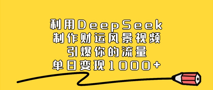 利用DeepSeek制作财运风景视频，引爆你的流量，单日变现1000+-小白资源网