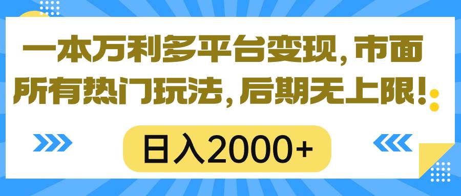 一本万利多平台变现，市面所有热门玩法，日入2000+，后期无上限！-小白资源网
