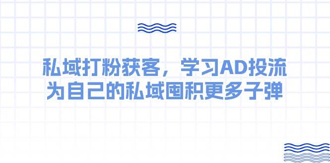 某收费课：私域打粉获客，学习AD投流，为自己的私域囤积更多子弹-小白资源网