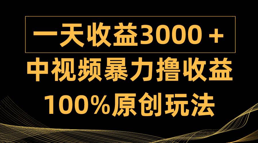 中视频暴力撸收益，日入3000＋，100%原创玩法，小白轻松上手多种变现方式-小白资源网