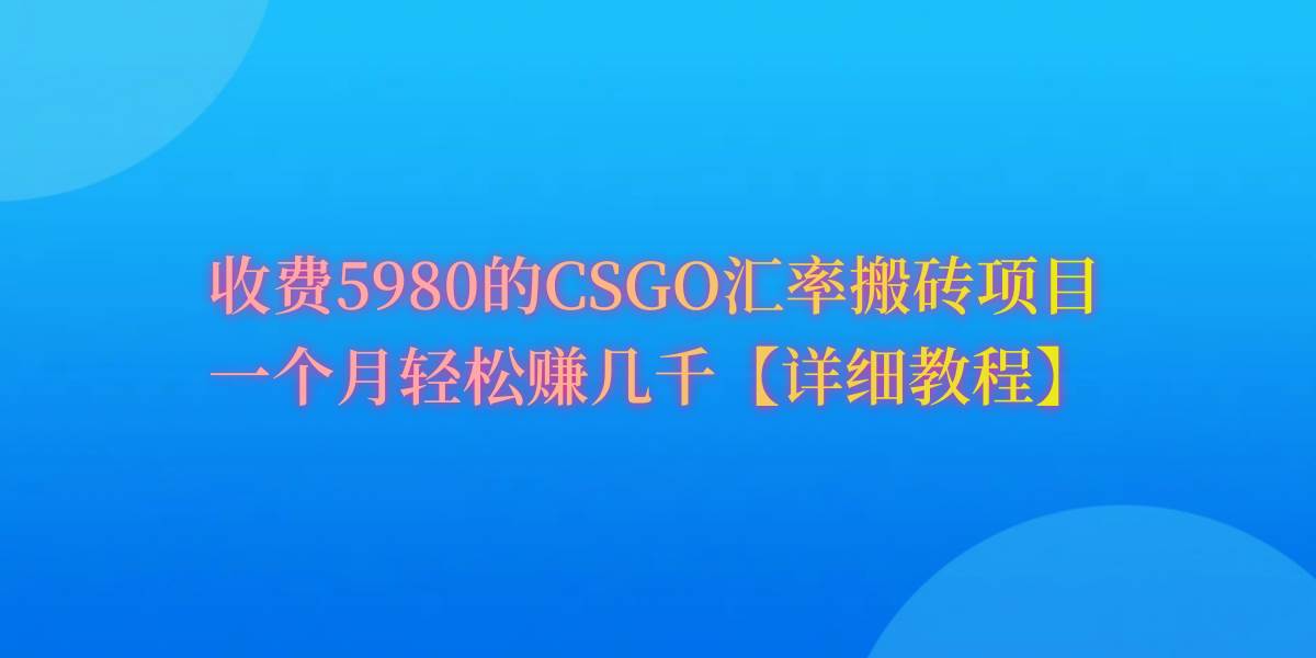 CSGO装备搬砖，月综合收益率高达60%，你也可以！-小白资源网
